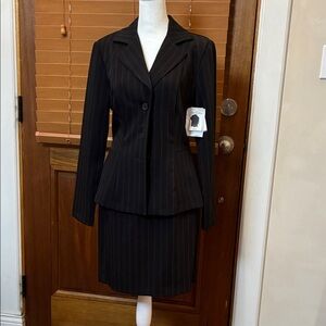 Black Pinstripe Women's Blazer pants and Skirt Set